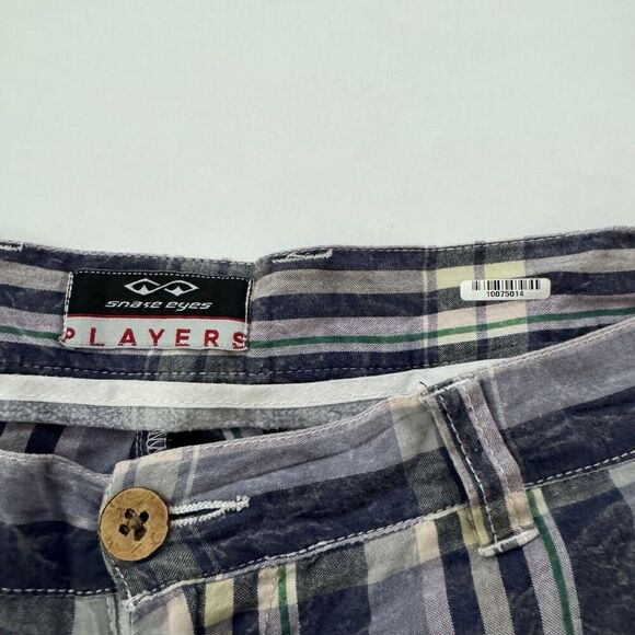 Snake Eyes Players Multicolor Plaid Flat Front Chino Shorts Sz 32 (36" Waist) - Picture 4 of 7